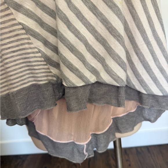 Pete Asymmetrical Gray and White Striped Tank Top, High/Low Hem,  XS - Picture 4 of 9